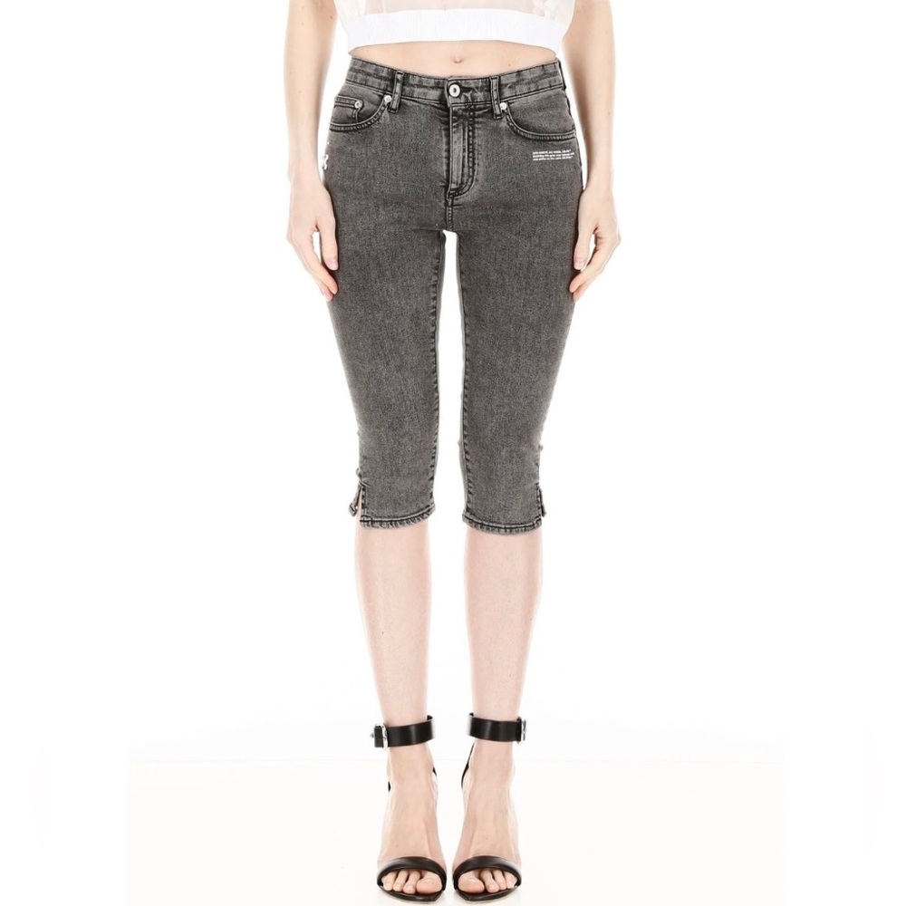 Off- White Grey Denim Capris